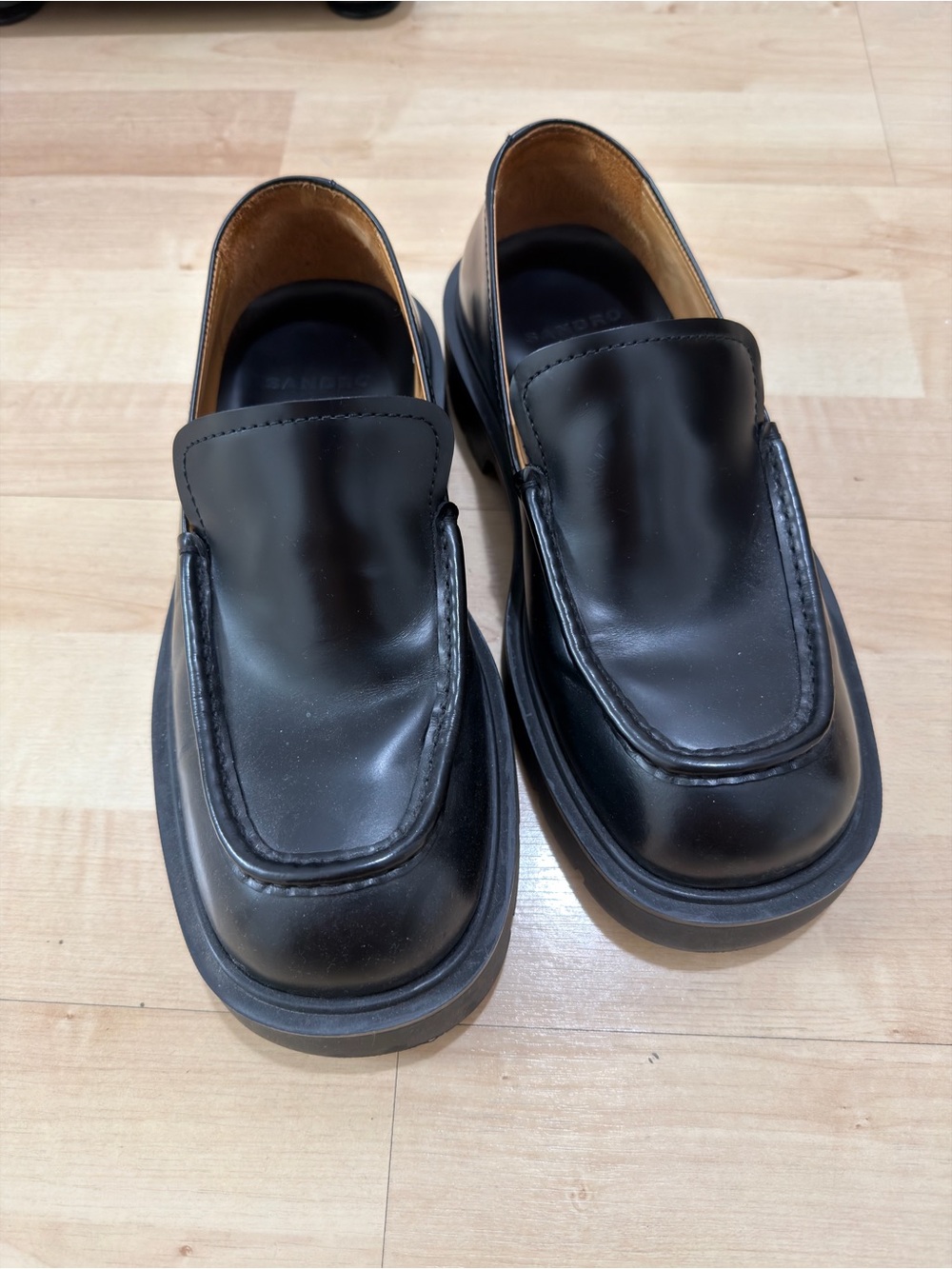 Sandro Men's Black Leather Slip-On Loafers